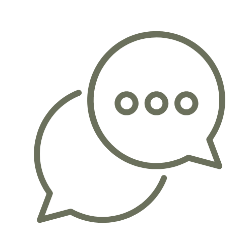 A green icon of two speech bubbles