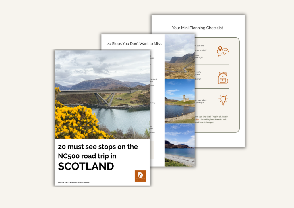 A Scotland NC500 road trip planning guide by Mr and Mrs D Adventures 